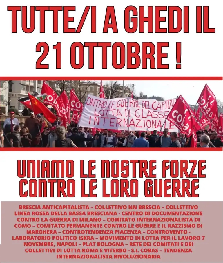 Guerra alla guerra: a Ghedi il 21 ottobre contro gli imperialismi contrapposti e l’economia di guerra!